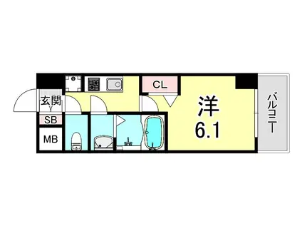プレサンスブルーム新神戸(1K/13階)の間取り写真