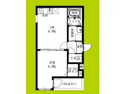 フジパレス瓜生堂III番館(1LDK/3階)の間取り写真