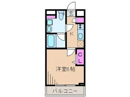 レアライズ新丸子II(1K/3階)の間取り写真