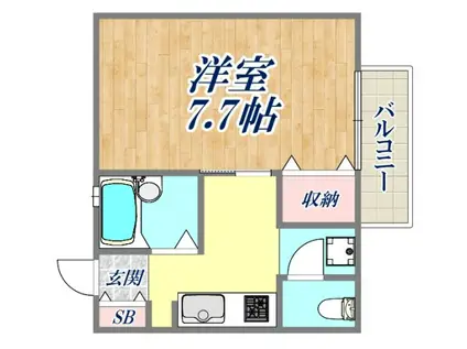 プラムガーデン(1K/1階)の間取り写真