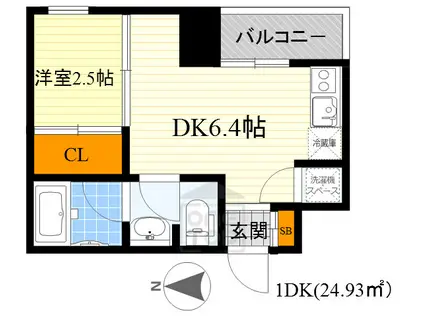 レギャン002(1DK/4階)の間取り写真