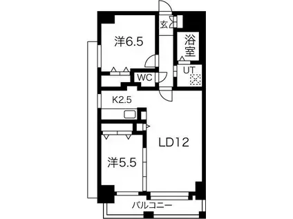 ラディア近代美術館前(2LDK/8階)の間取り写真