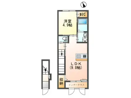 エスポワールII(1LDK/2階)の間取り写真