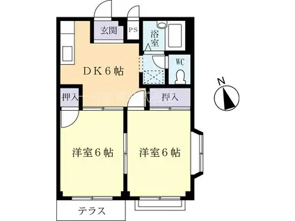 ステーションコーポ(2DK/1階)の間取り写真