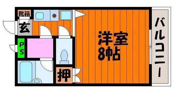 プリメゾン岡山南方(1K/1階)の間取り写真