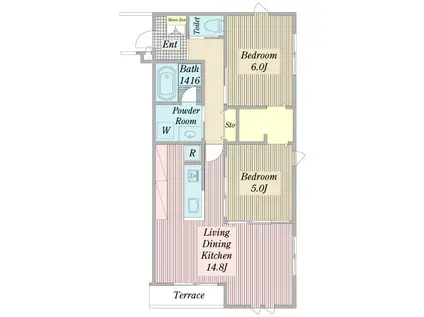 PROSTAR(2LDK/1階)の間取り写真