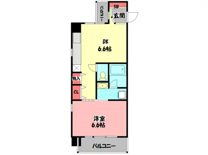 エスパシオ・ヒラソル(1DK/8階)の間取り写真