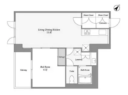 HF目黒行人坂レジデンス(1LDK/2階)の間取り写真