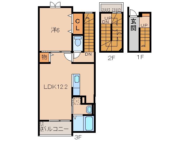 モデッサくすみーる(1LDK/3階)の間取り写真