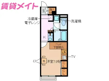 メゾン・テル・フロンタール(1K/1階)の間取り写真