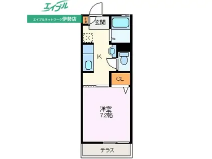 グランシード曽祢(1K/1階)の間取り写真