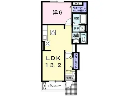 クレメントヴィラ B(1LDK/1階)の間取り写真