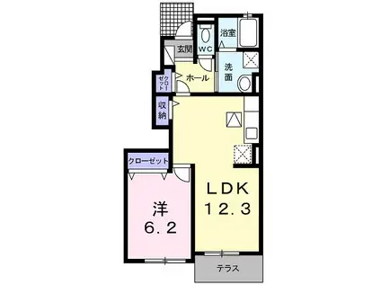 プリムローズ(1LDK/1階)の間取り写真
