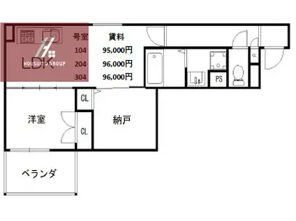 セレニティ長吉出戸(2LDK/2階)の間取り写真