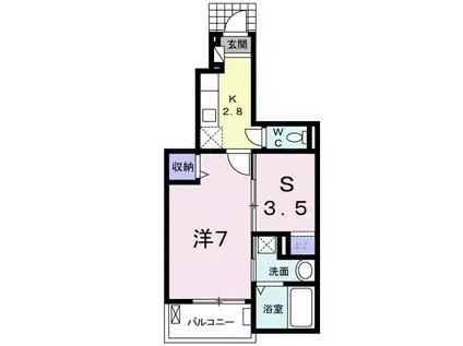 グランジェロ(1SK/1階)の間取り写真