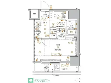 クレイシアIDZ王子マークプレイス(1K/2階)の間取り写真