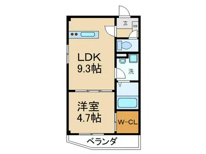 マーベリックマキノ(1LDK/1階)の間取り写真
