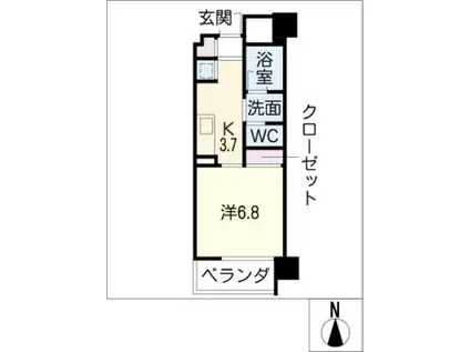 ジョイフル砂田橋CASA EST(1K/7階)の間取り写真