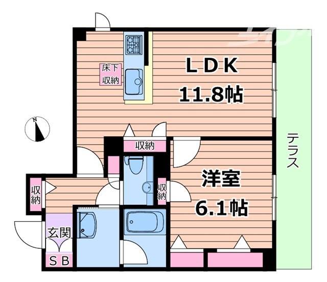 スカイ ウィング(1LDK/2階)の間取り写真