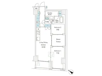 ジェイピーノイエ横浜平沼(2LDK/4階)の間取り写真