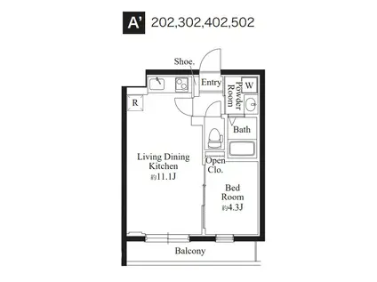 カーサフィオーレ・南千住(1LDK/5階)の間取り写真