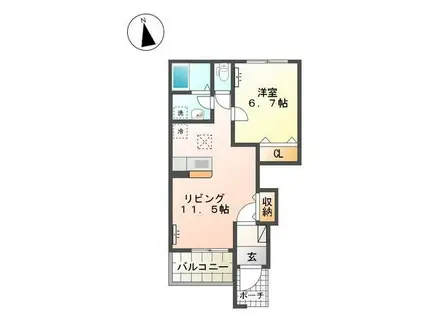ブリーゼ(1LDK/1階)の間取り写真
