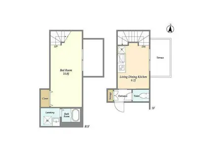 LEGALAND都立大学(1DK/1階)の間取り写真