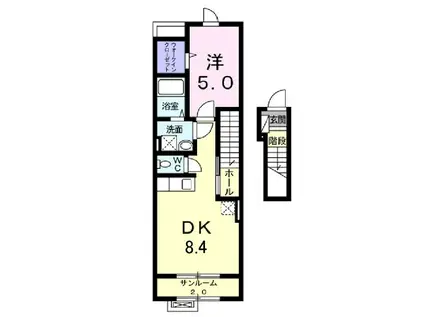 エレガンテフィオーレ(1DK/2階)の間取り写真