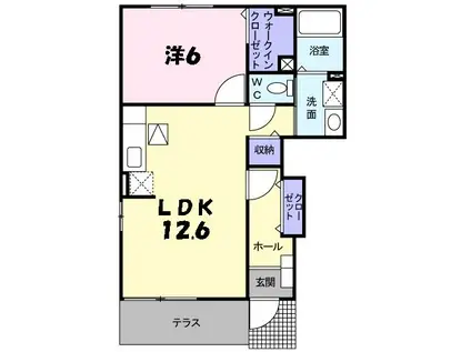 メゾン・ヌーベルA-II(1LDK/1階)の間取り写真