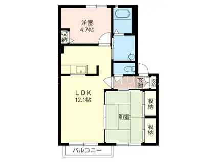 ラークスクエアII(2LDK/2階)の間取り写真