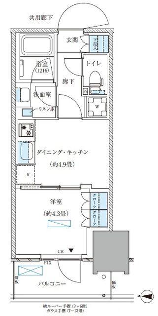 パークアクシス西大島コンフォートスクエア(1DK/8階)の間取り写真