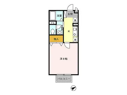 イーストヴィラ(1K/2階)の間取り写真