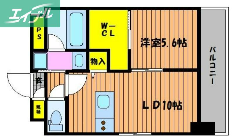 N・O医大南(1LDK/6階)の間取り写真