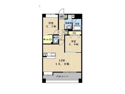 LIBTH平成タワー(2LDK/2階)の間取り写真