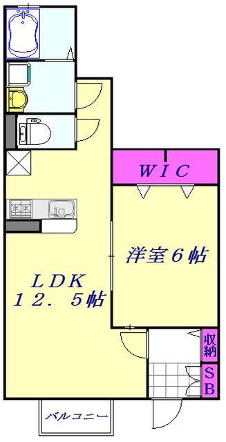 グリーンコーポ網代橋(1LDK/1階)の間取り写真
