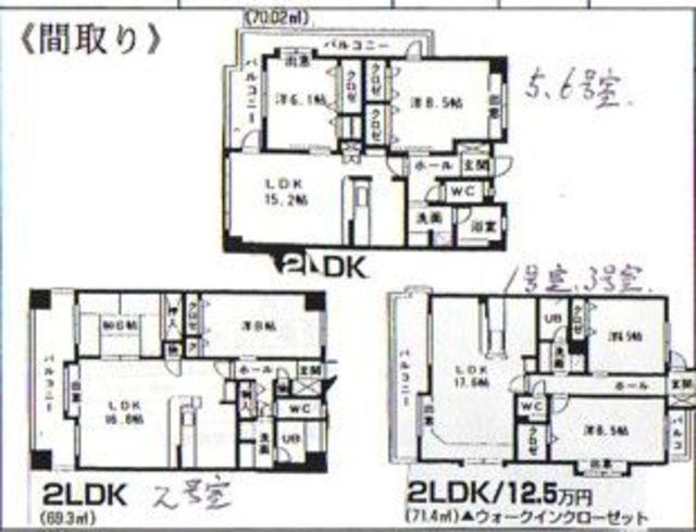 ジニアルコート西新(2LDK/2階)の間取り写真
