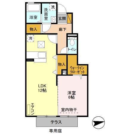ルミエールII(1LDK/1階)の間取り写真