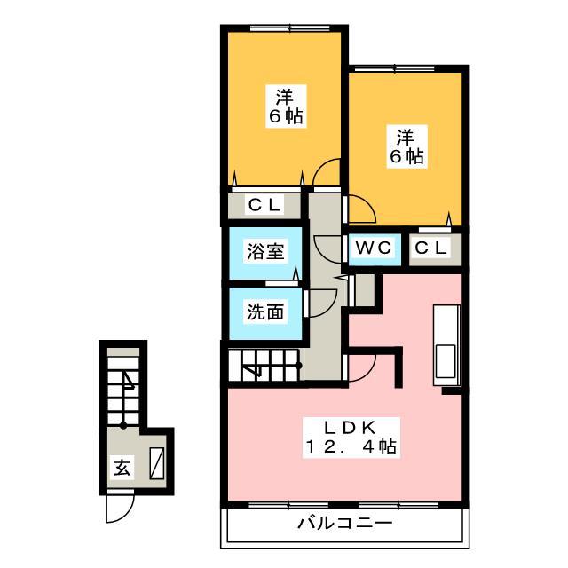 プラシード(2LDK/2階)の間取り写真
