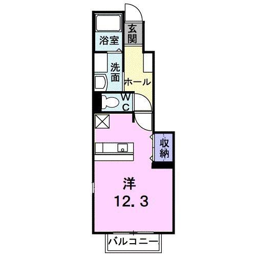 フリーデB(ワンルーム/1階)の間取り写真