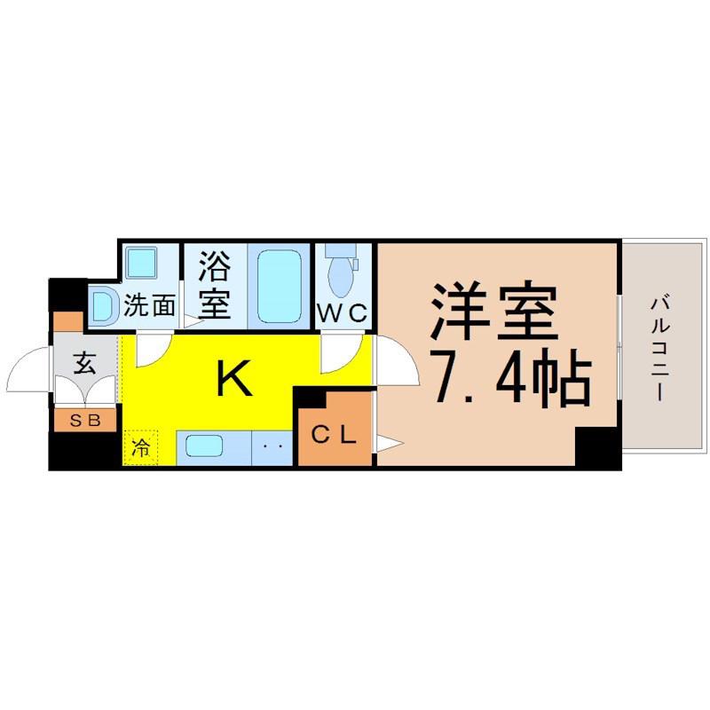 ウェルシー亀島(1K/2階)の間取り写真