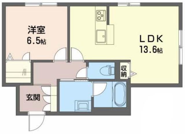 ベレオ北矢三(1LDK/1階)の間取り写真