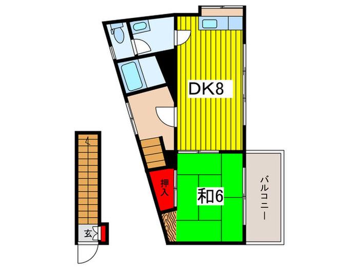 シンメイハイツ(1DK/3階)の間取り写真