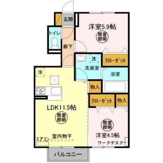 カーサ ソレイユ(2LDK/1階)の間取り写真