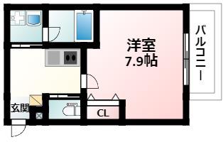 クレセント江坂(1K/1階)の間取り写真