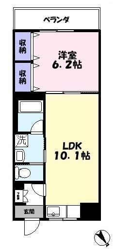 ピアコートB(1LDK/1階)の間取り写真