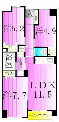 U COURT 西新井(3LDK/9階)の間取り写真