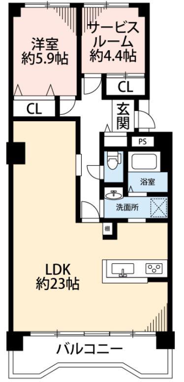藤和さやまハイタウンB棟(1SLDK/16階)の間取り写真