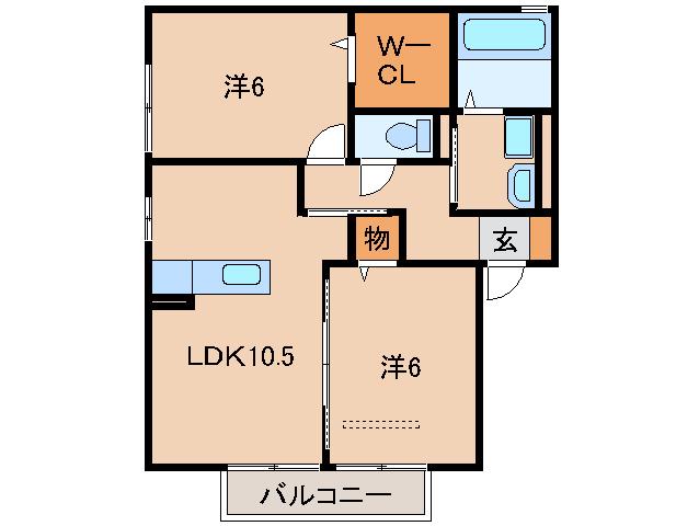 ウィット N(2LDK/2階)の間取り写真
