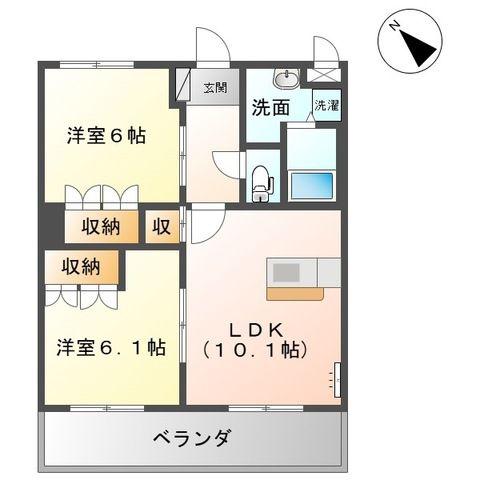 GENTLY麻生田(2LDK/3階)の間取り写真