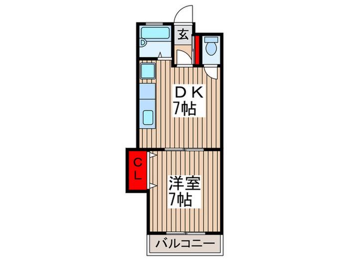 オークヒルズ原(1DK/2階)の間取り写真